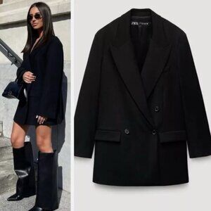 NWT ZARA LONG OVERSIZED JACKET ZW COLLECTION BLACK
